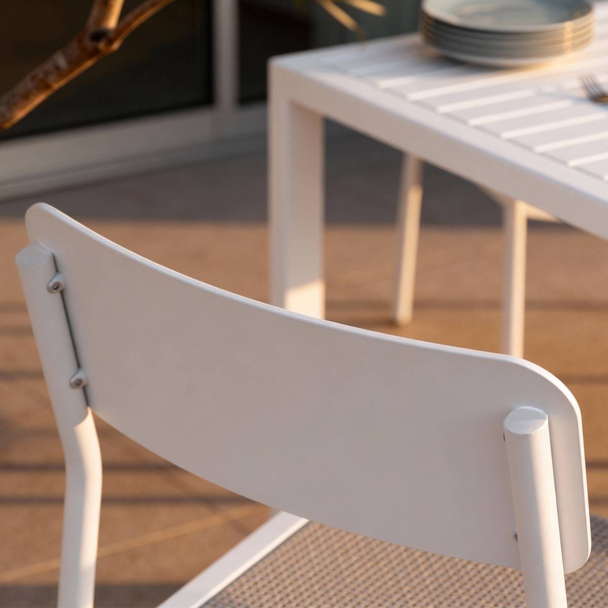 Chaise de jardin en aluminium blanc cassé et taupe Kaïa (lot de 2)