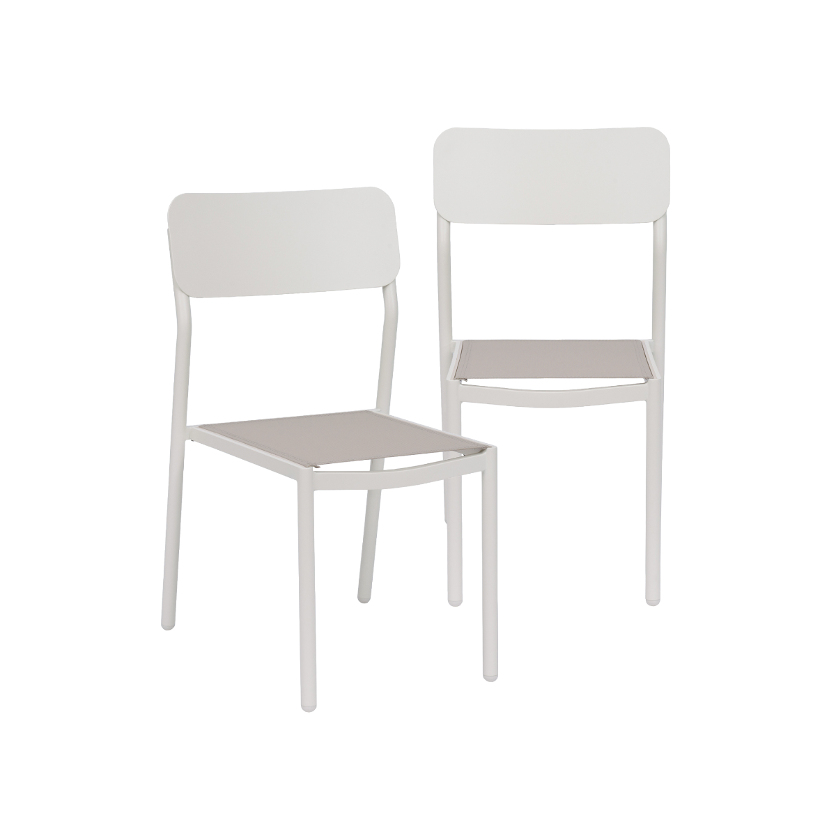 Chaise de jardin en aluminium blanc cassé et taupe Kaïa (lot de 2)
