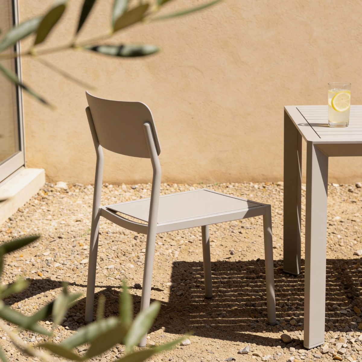 Chaise de jardin aluminium taupe Kaïa (lot de 2)