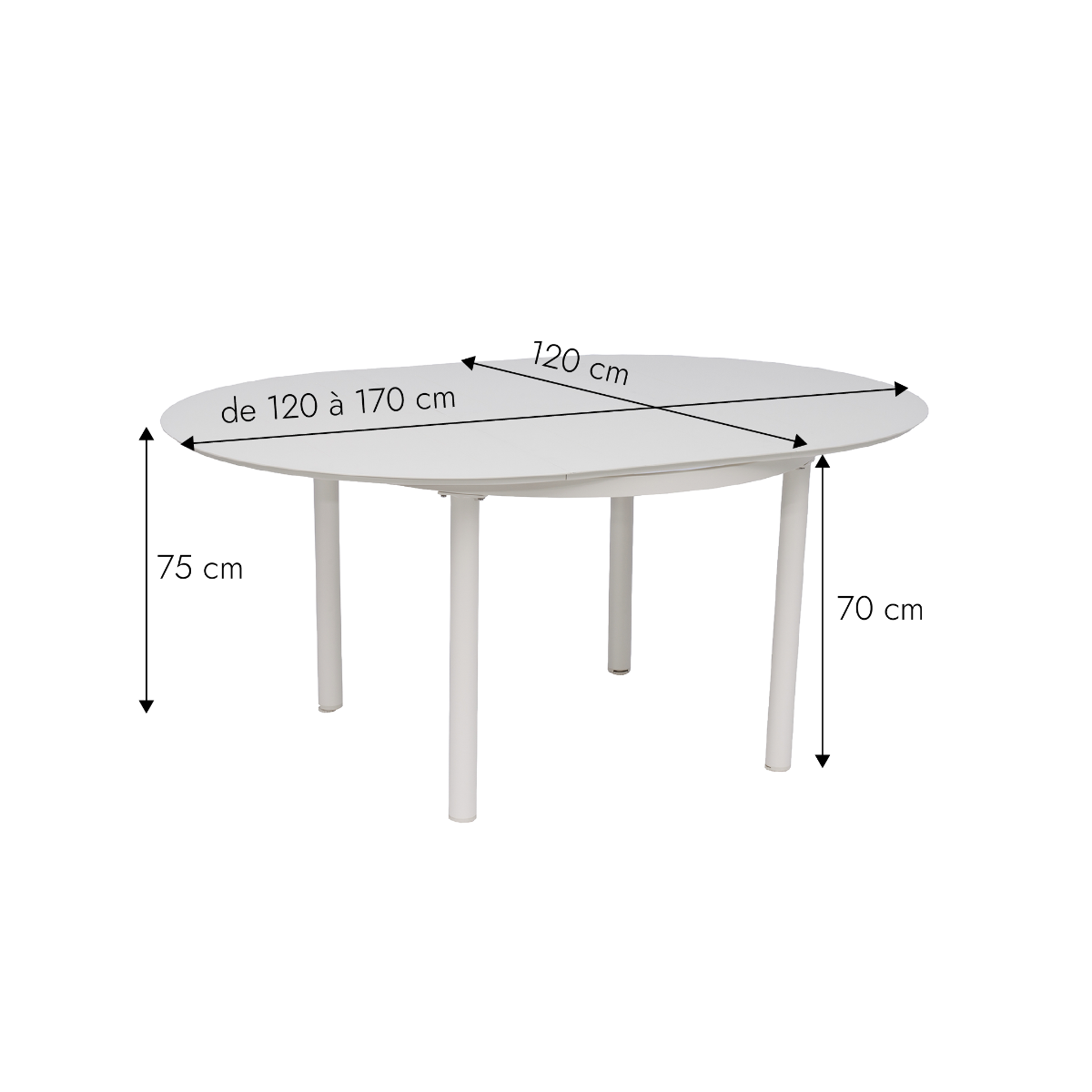Table de jardin ronde en aluminium blanc cassé Kaïa