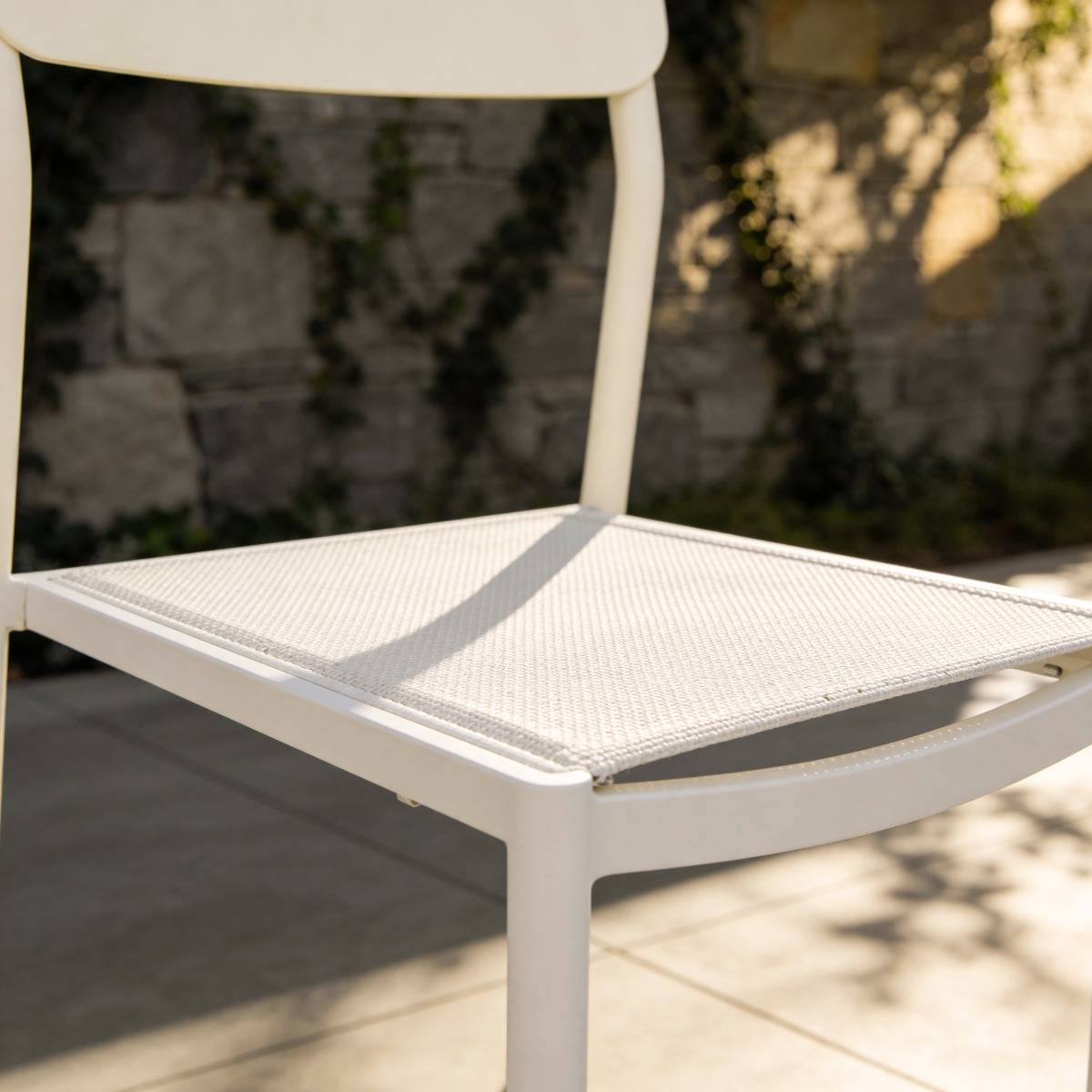 Chaise de jardin en aluminium blanc cassé Kaïa (lot de 2)