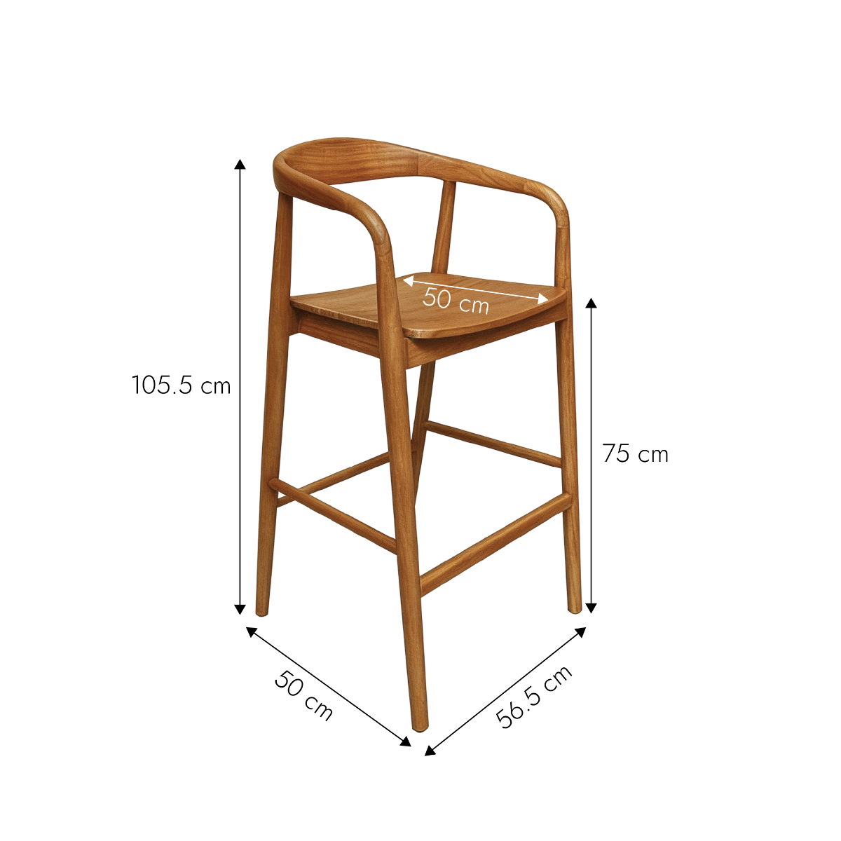 Chaise de bar en bois de teck June