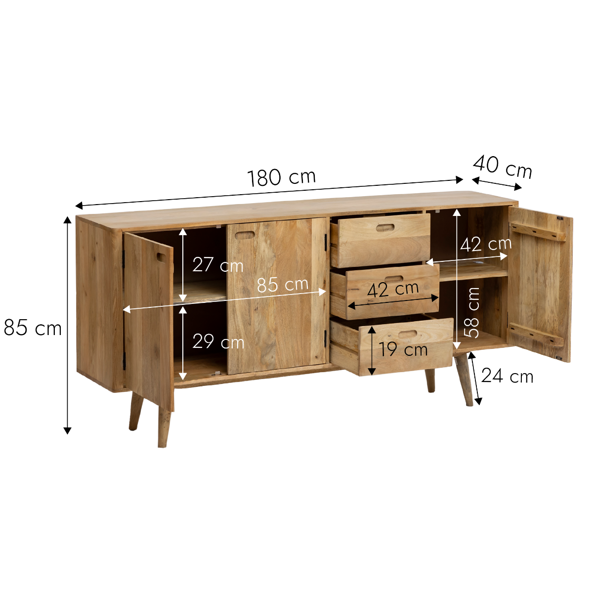 Meuble sous vasque en bois de manguier Rowene