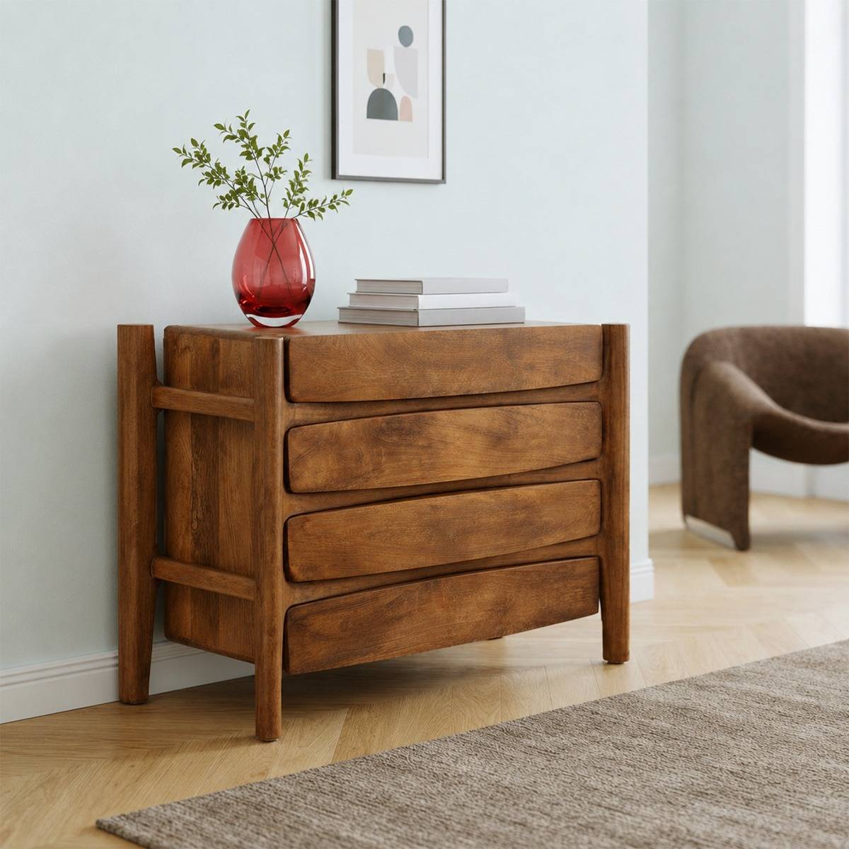 Commode 4 tiroirs en bois de manguier Rosana
