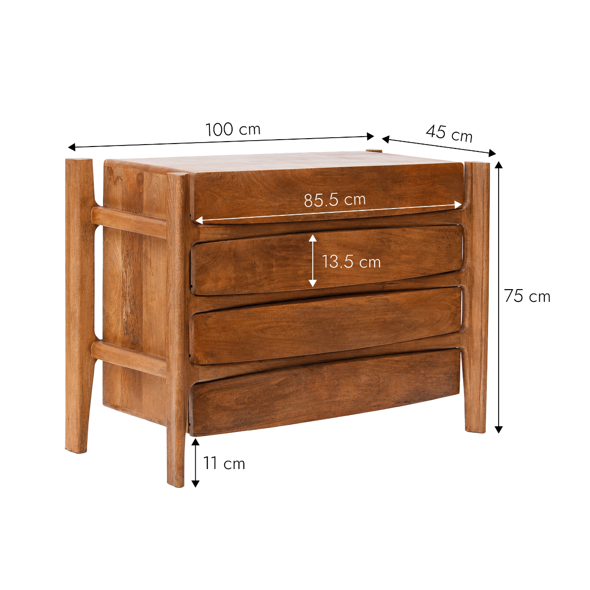 Commode 4 tiroirs en bois de manguier Rosana