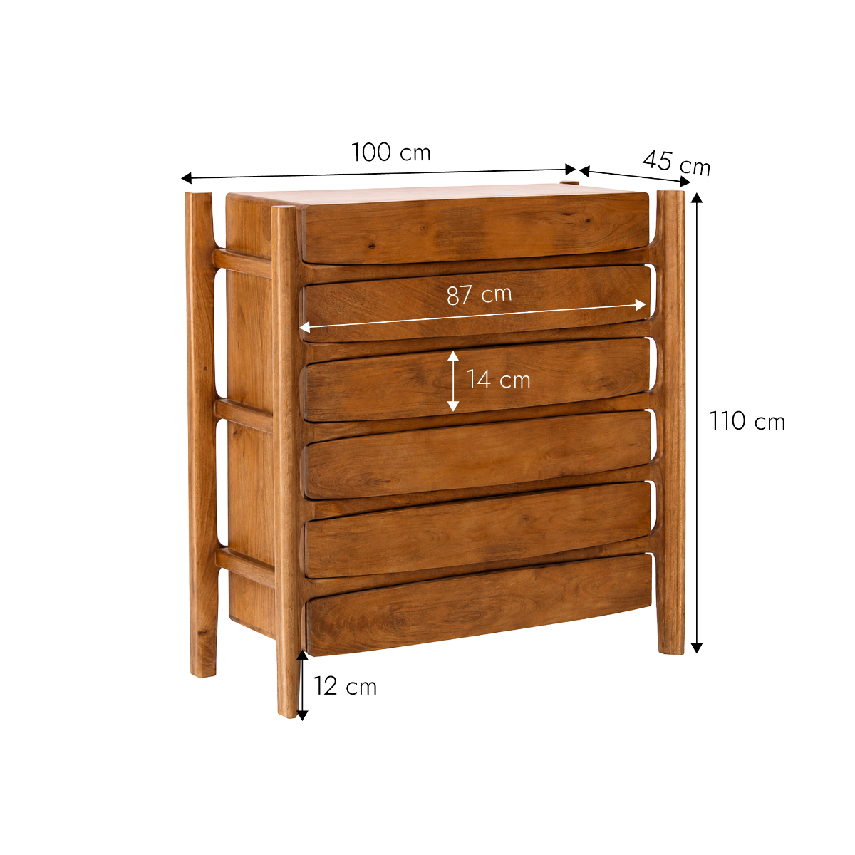 Commode 6 tiroirs en bois de manguier Rosana