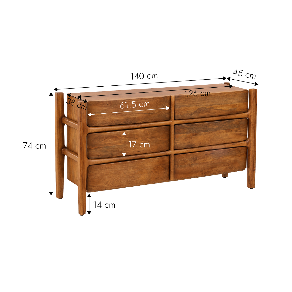 Commode en bois de manguier Rosana