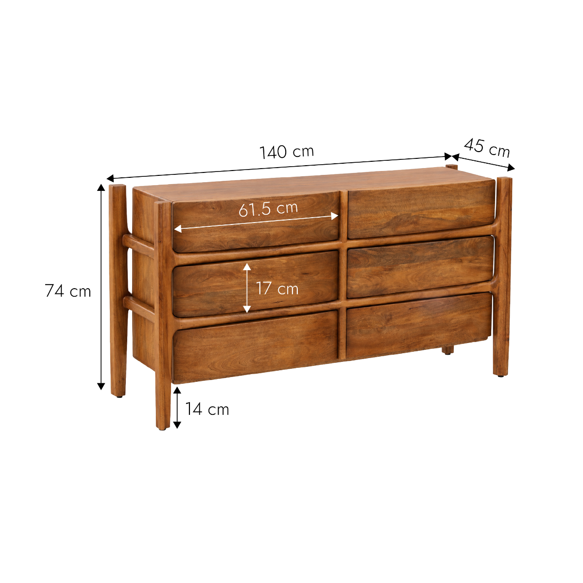 Commode en bois de manguier Rosana