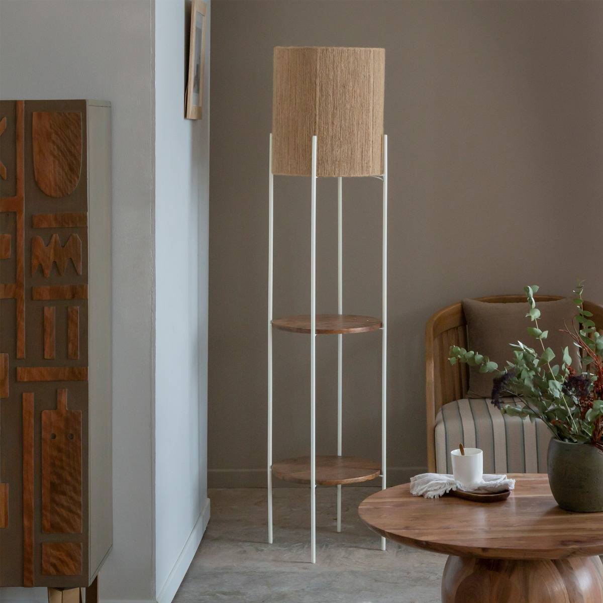 Lampe de table moderne, petite lampe de chevet avec bois et métal