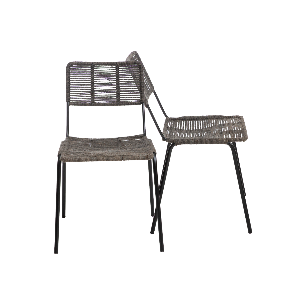 Chaise en métal et corde grise Emilia (lot de 2)