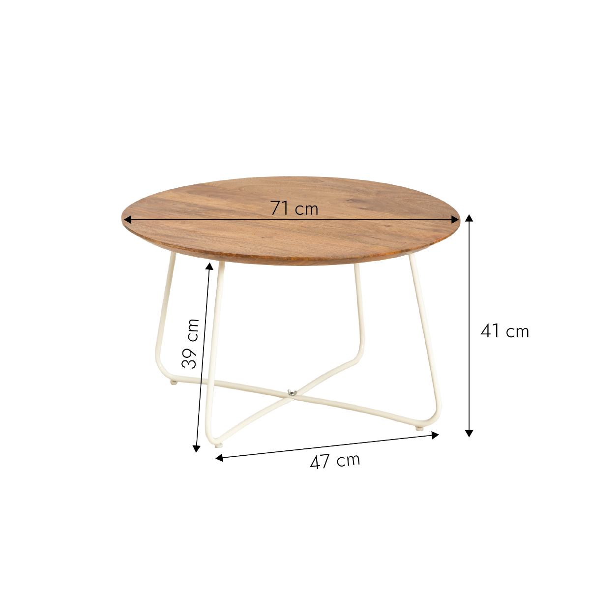 Table basse en bois de manguier et métal Flore