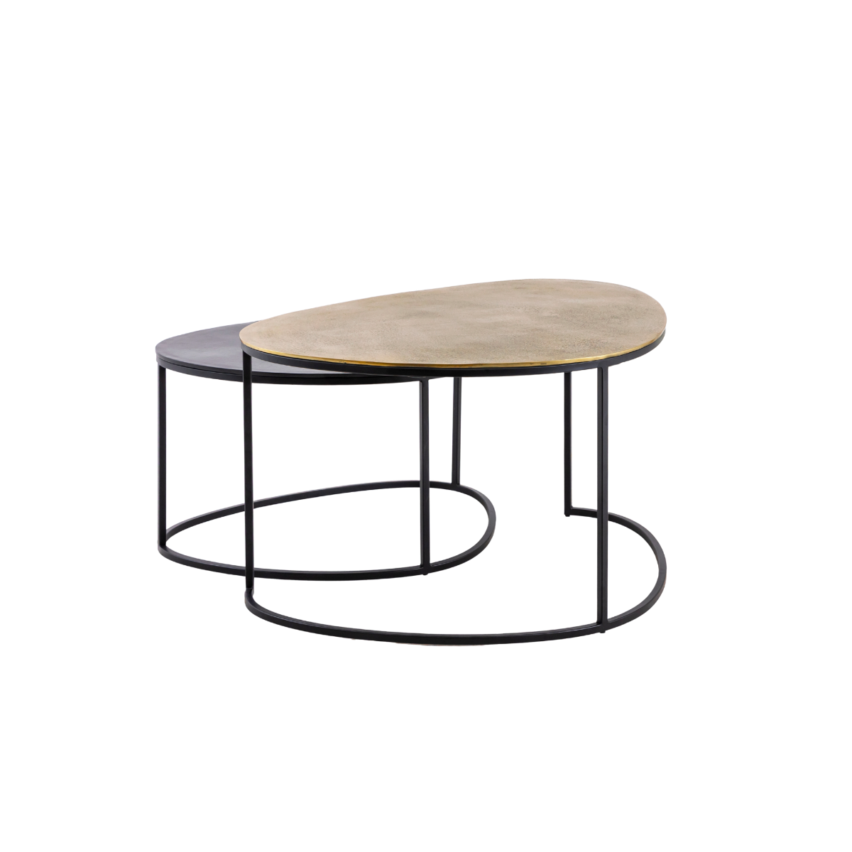Table basse gigogne en aluminium doré et métal noir Victoria