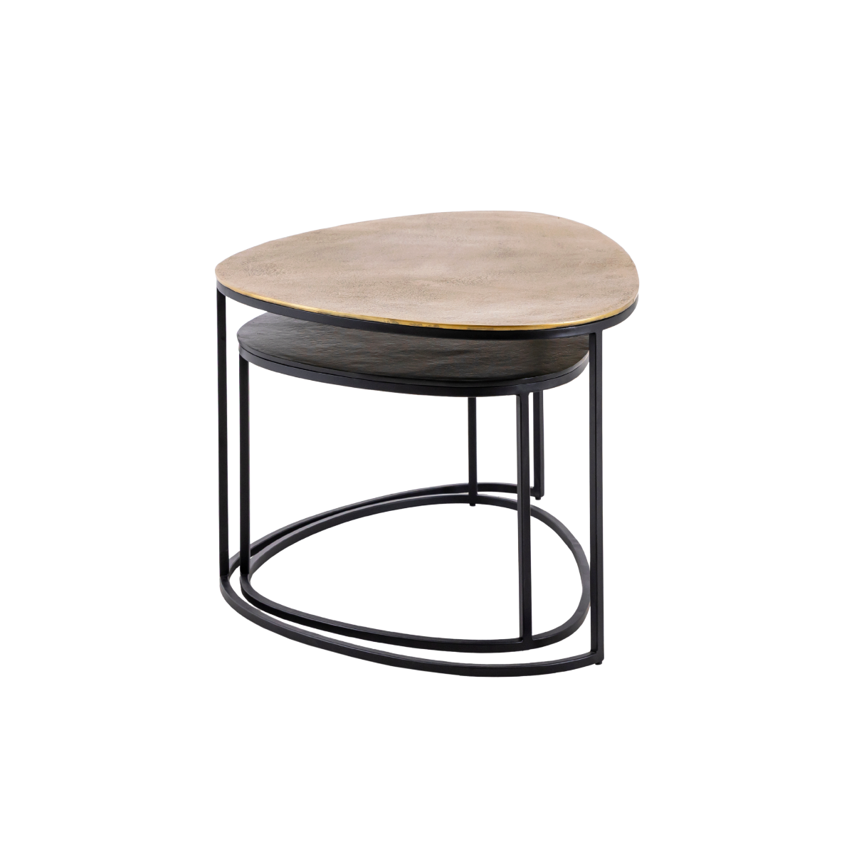 Table basse gigogne en aluminium doré et métal noir Victoria