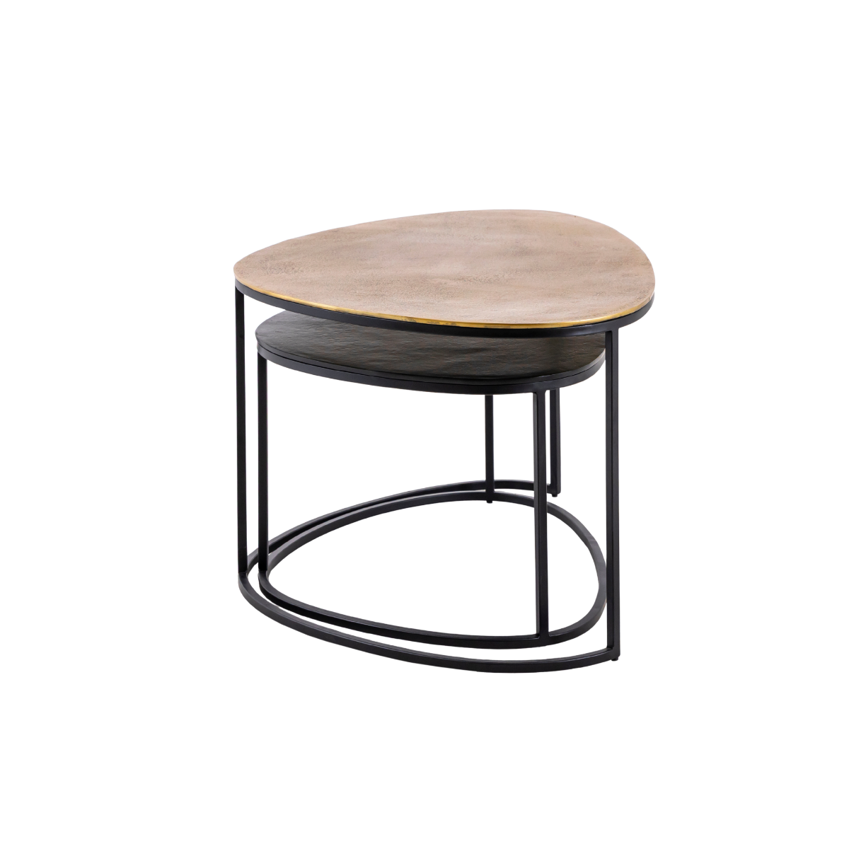 Table basse gigogne en aluminium doré et métal noir Victoria