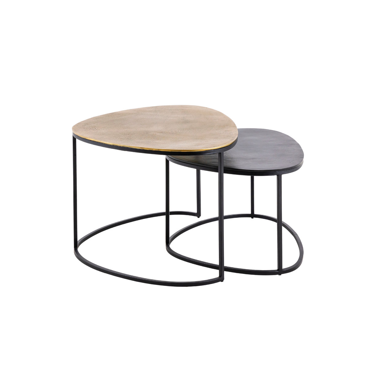 Table basse gigogne en aluminium doré et métal noir Victoria