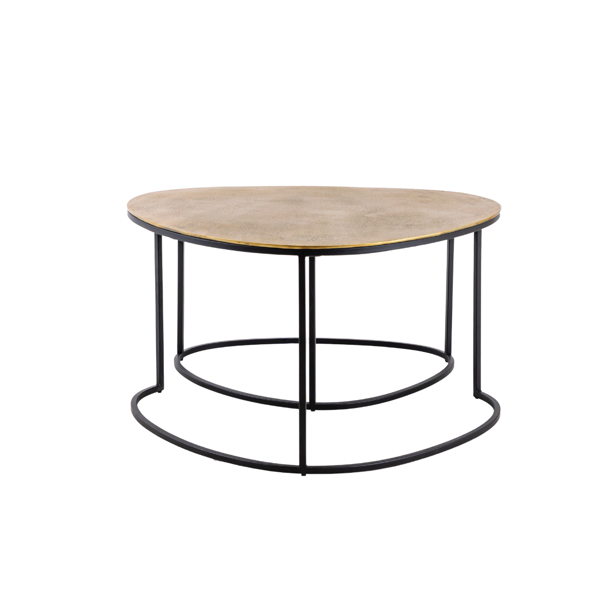 Table basse gigogne en aluminium doré et métal noir Victoria