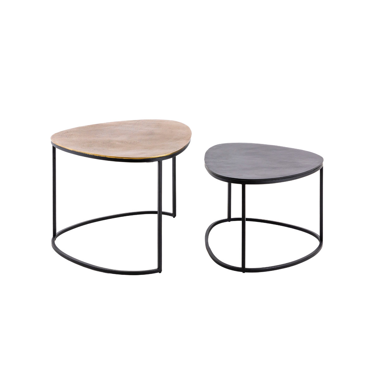 Table basse gigogne en aluminium doré et métal noir Victoria