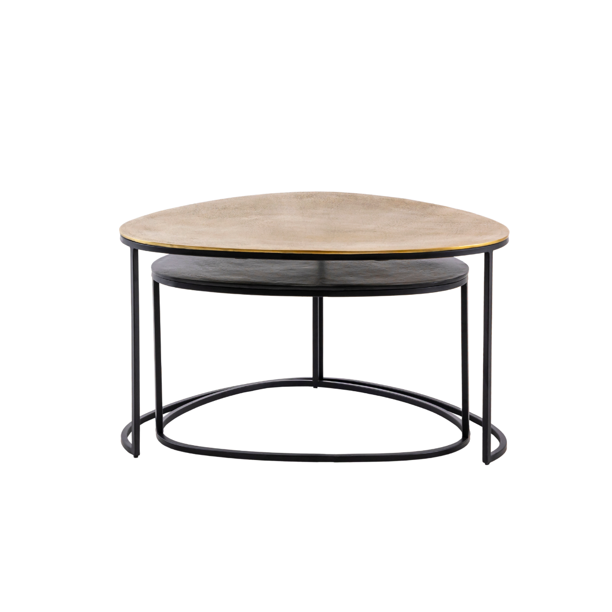 Table basse gigogne en aluminium doré et métal noir Victoria