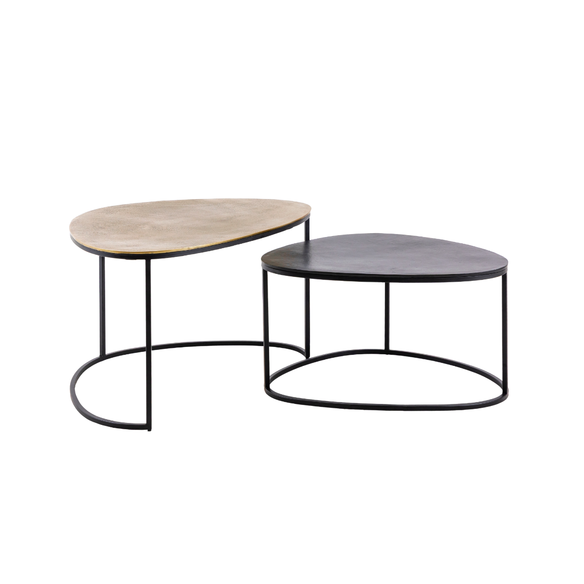 Table basse gigogne en aluminium doré et métal noir Victoria