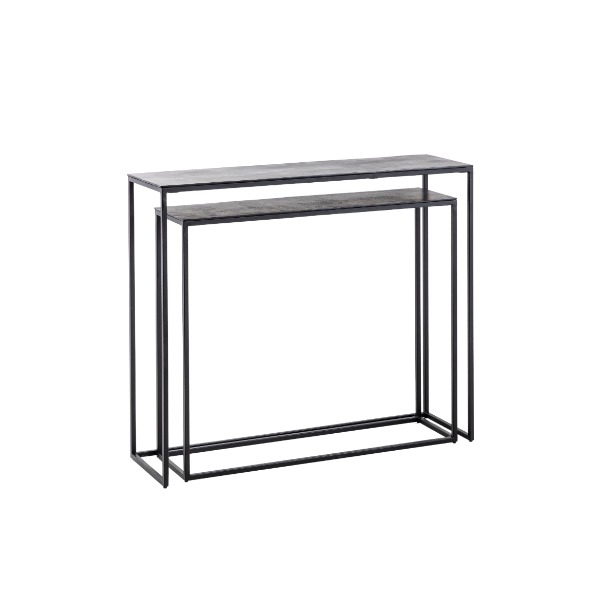 Set de deux consoles en aluminium et métal noir Linda