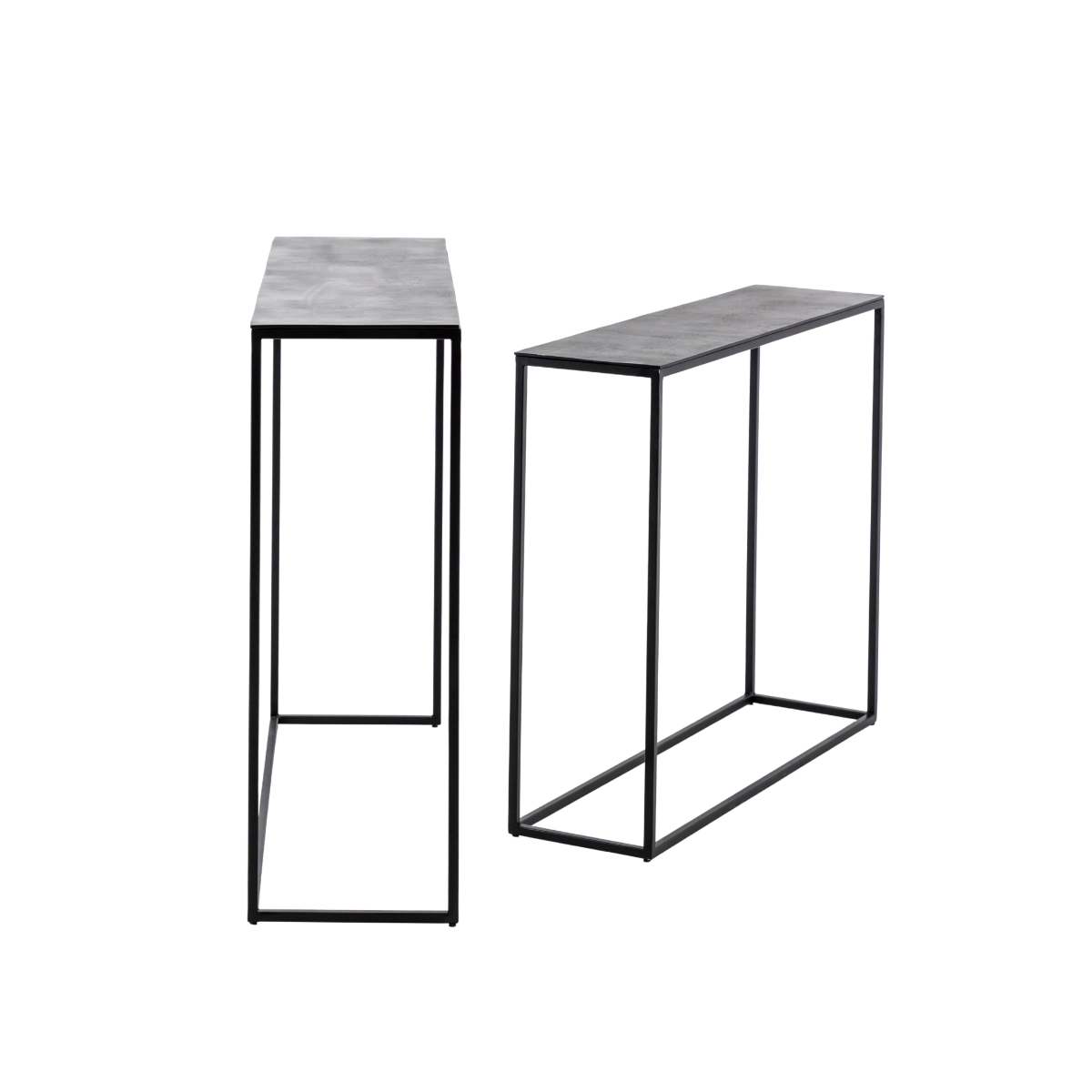 Set de deux consoles en aluminium et métal noir Linda