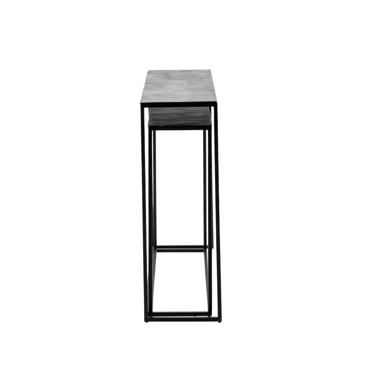 Set de deux consoles en aluminium et métal noir Linda