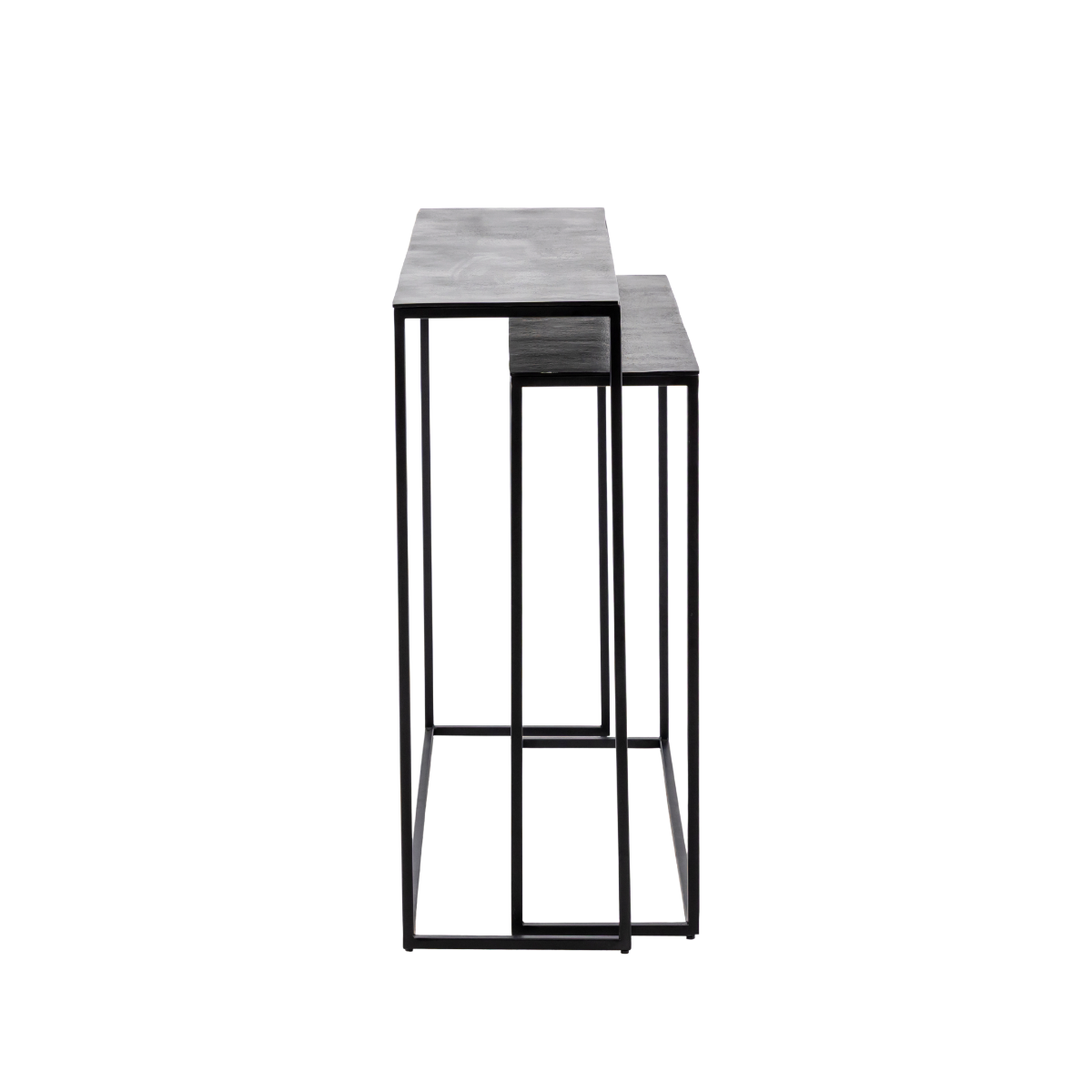 Set de deux consoles en aluminium et métal noir Linda