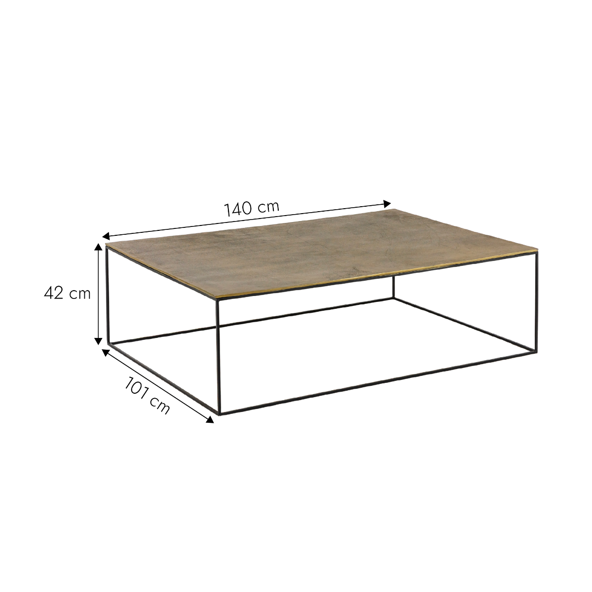 Table basse en aluminium doré et métal noir Victoria