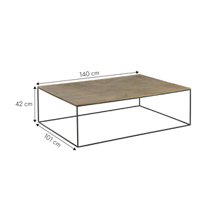 Table basse en aluminium doré et métal noir Victoria