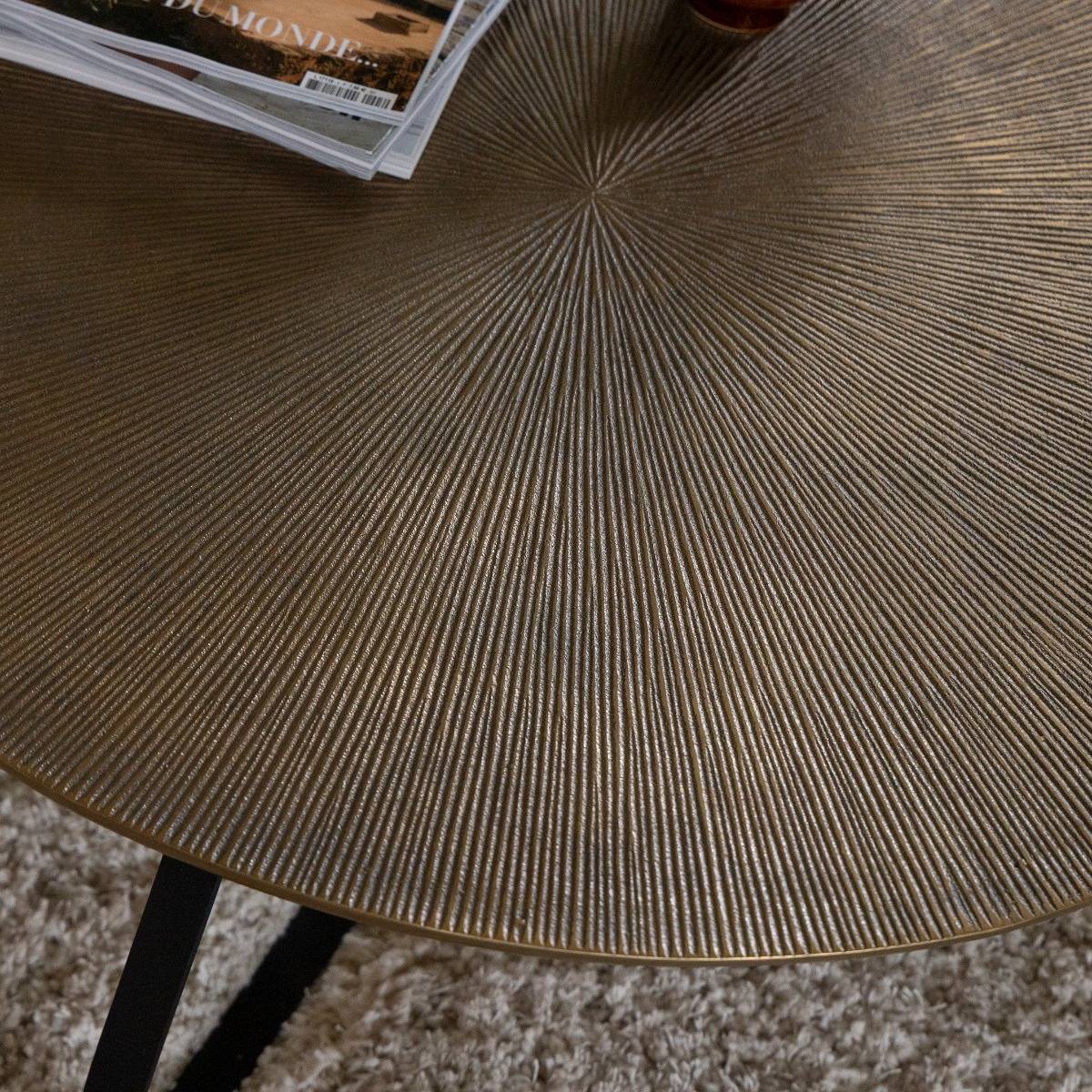 Table basse ronde en aluminium doré et métal noir Aurèle