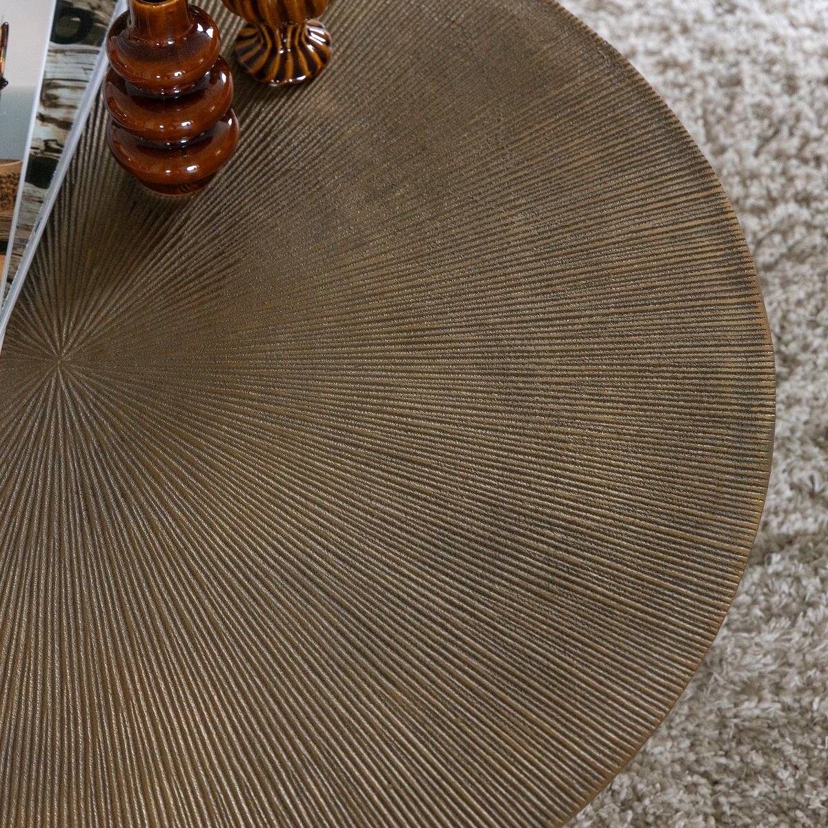 Table basse ronde en aluminium doré et métal noir Aurèle