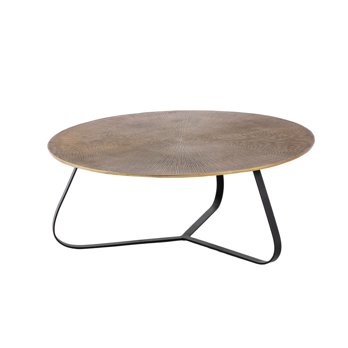 Table basse ronde en aluminium doré et métal noir Aurèle