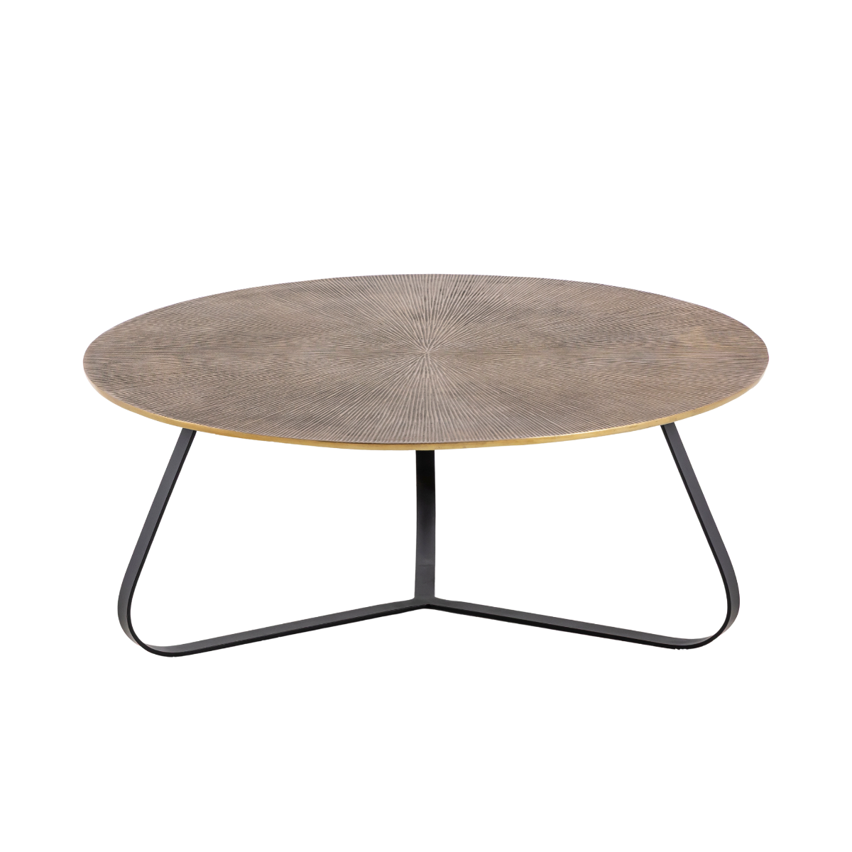 Table basse ronde en aluminium doré et métal noir Aurèle