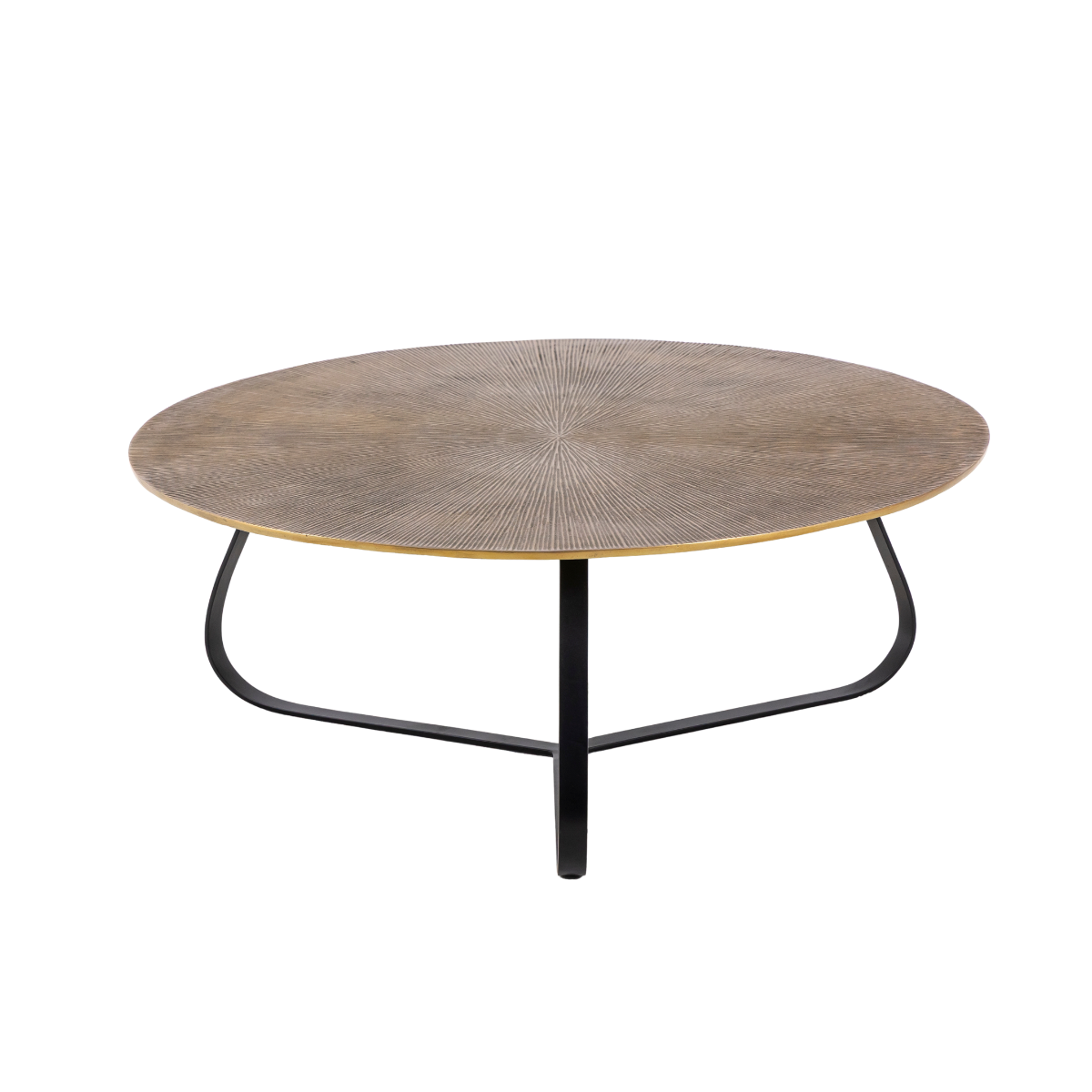 Table basse ronde en aluminium doré et métal noir Aurèle