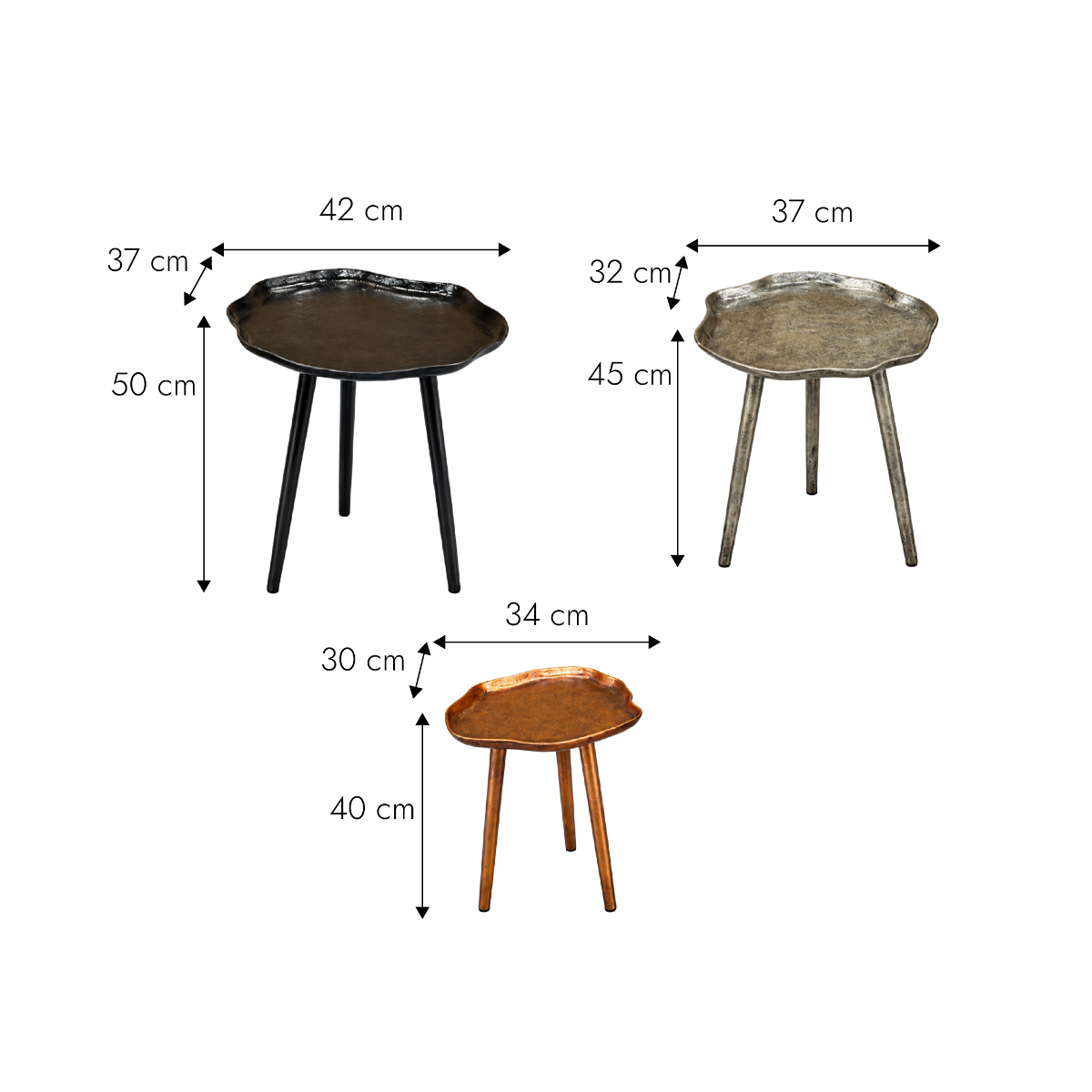 Table basse gigogne en aluminium Nyelia