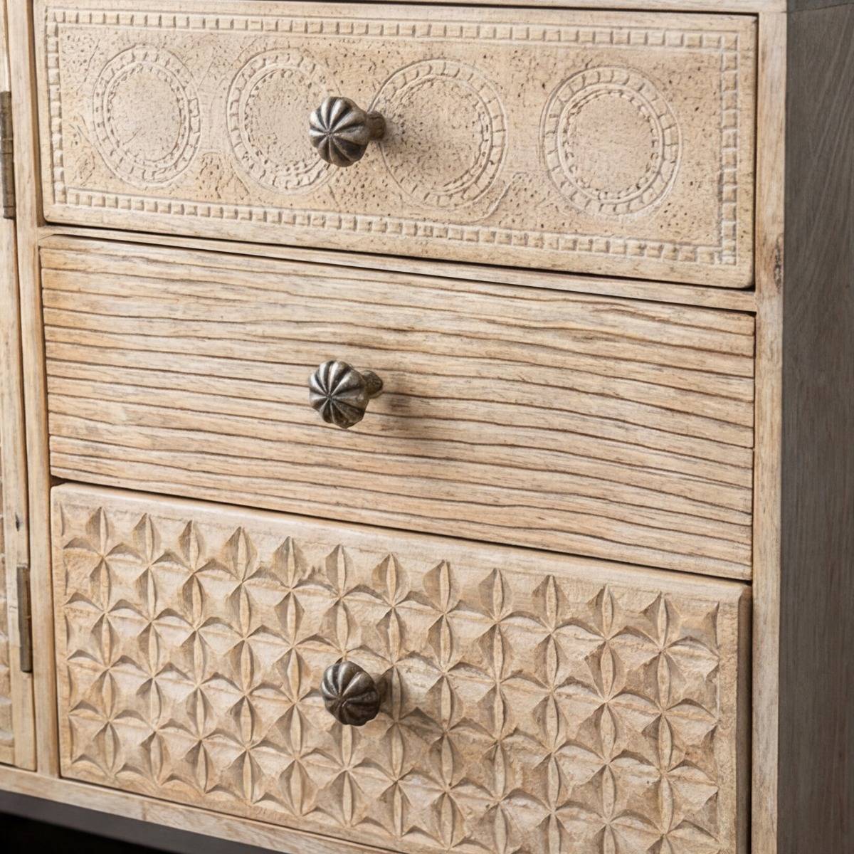 Buffet en bois de manguier blanchi Kamila