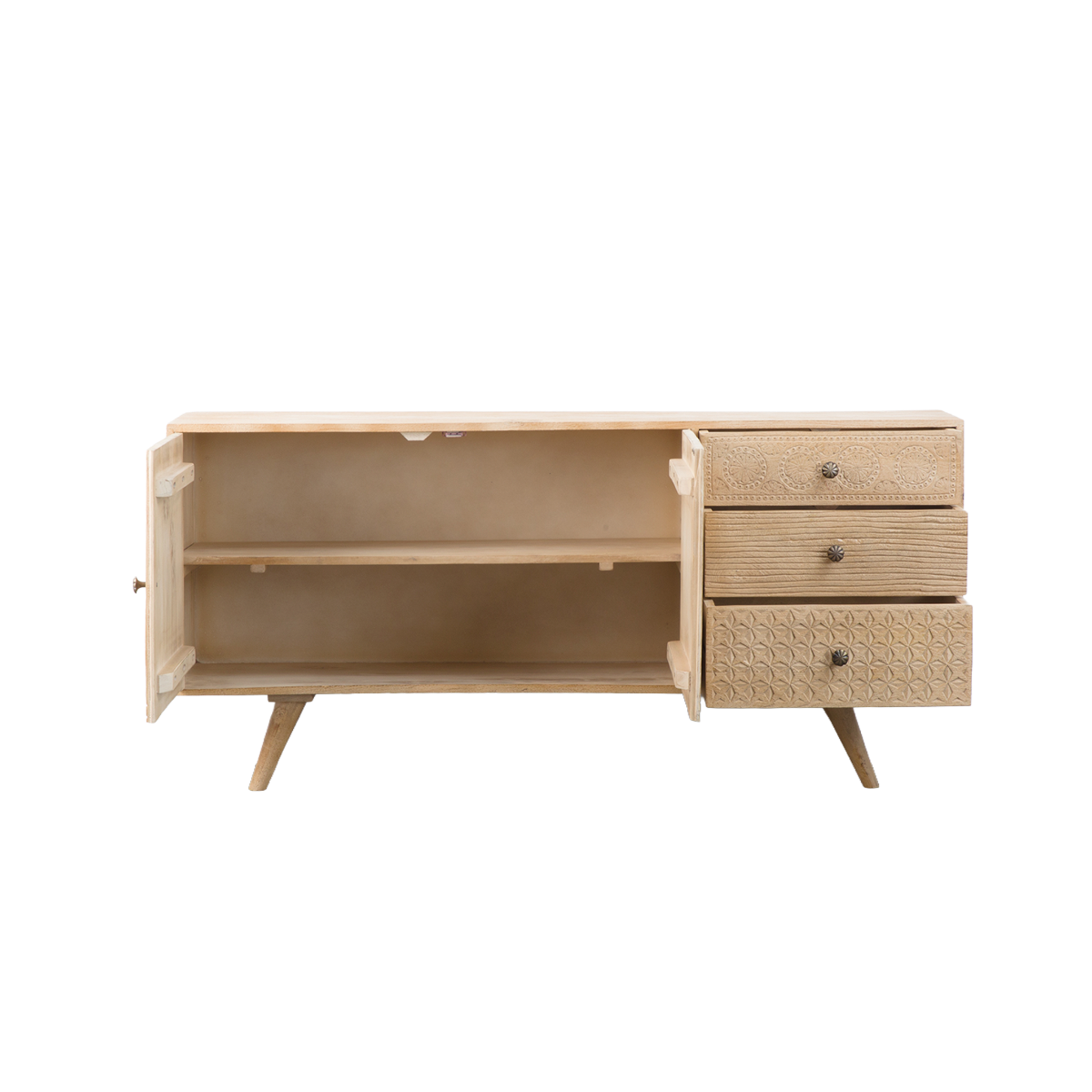 Buffet en bois de manguier blanchi Kamila