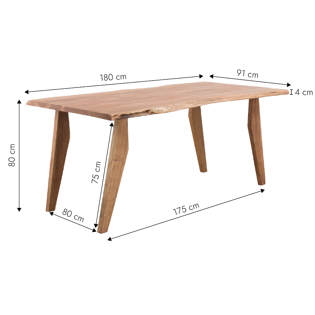 Table à manger en bois d'acacia Tree 180 cm