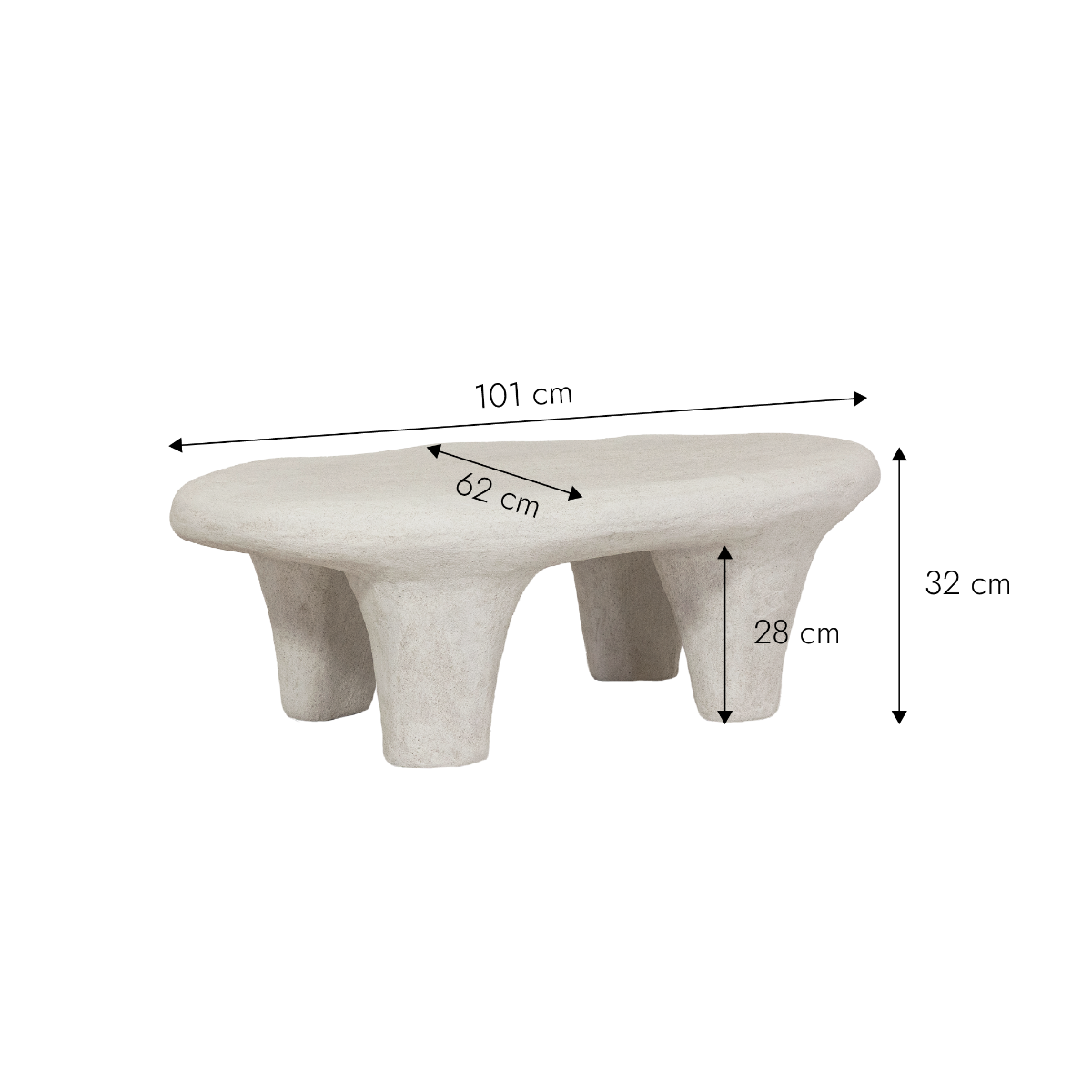 Table basse blanche en bois effet béton Danaé