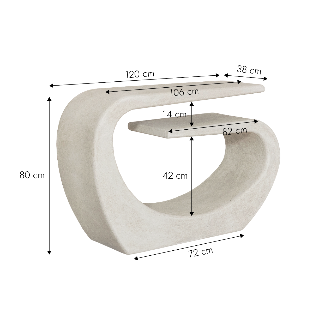 Console en bois effet béton blanc Danaé