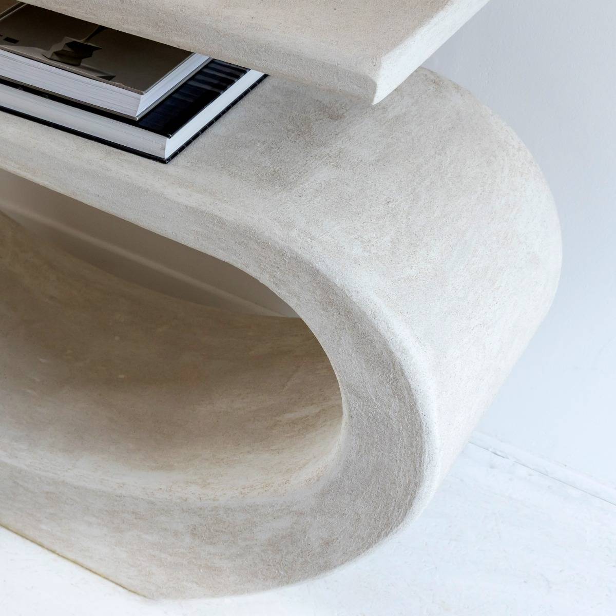 Console en MDF blanc effet béton Danaé