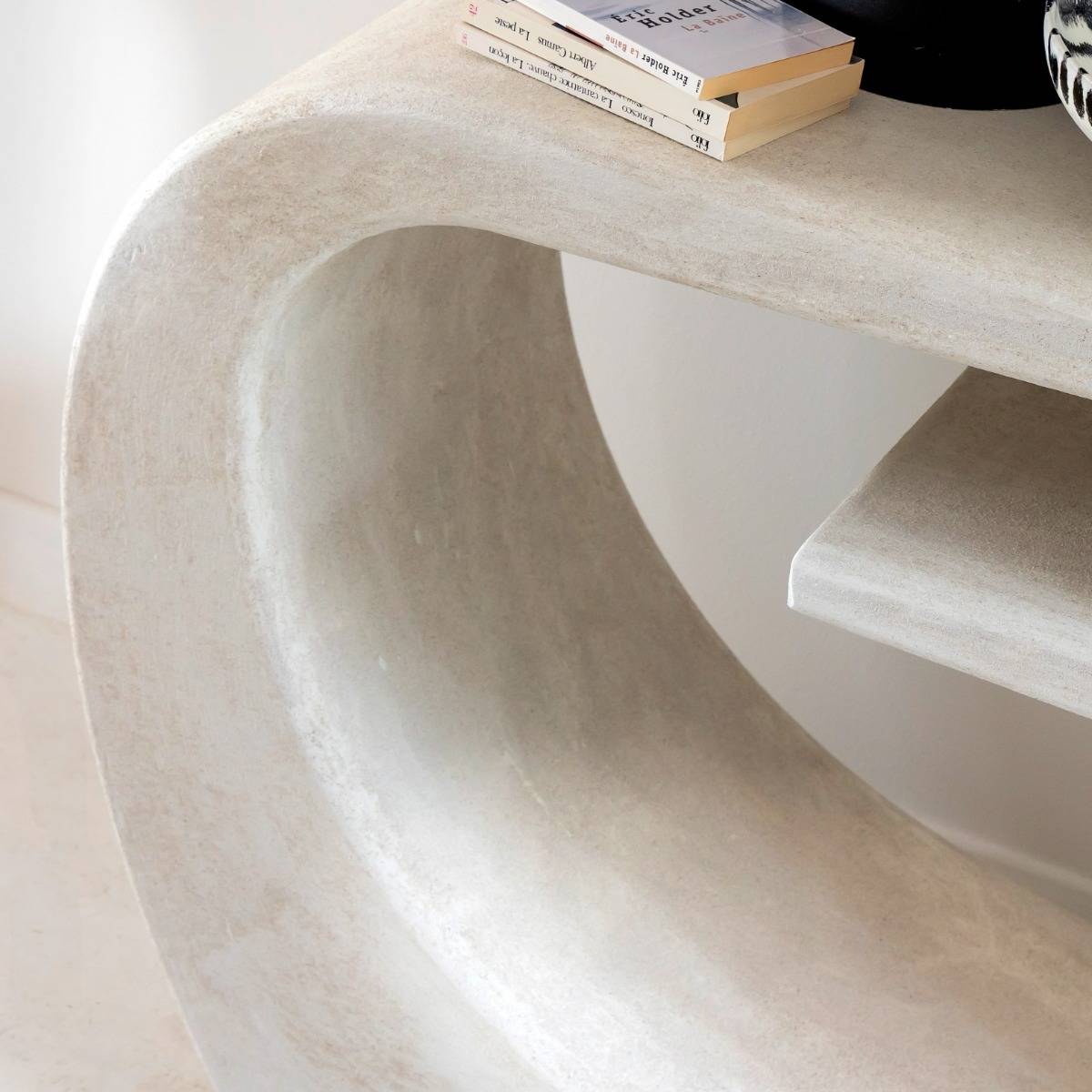 Console en MDF blanc effet béton Danaé