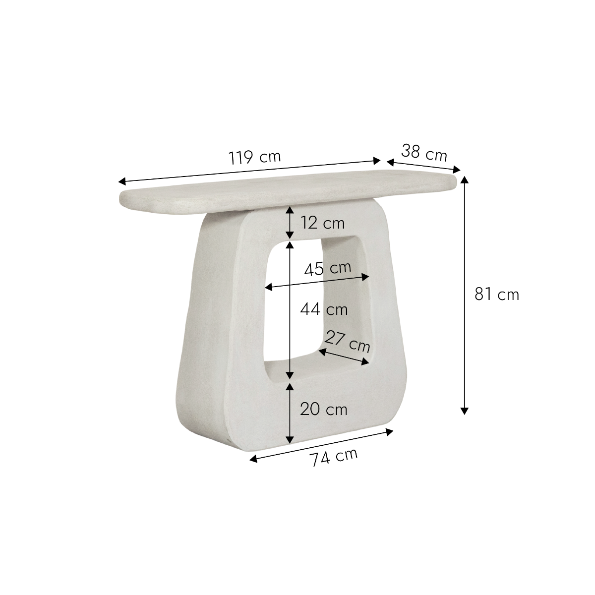 Console pied central en bois effet béton blanc Danaé