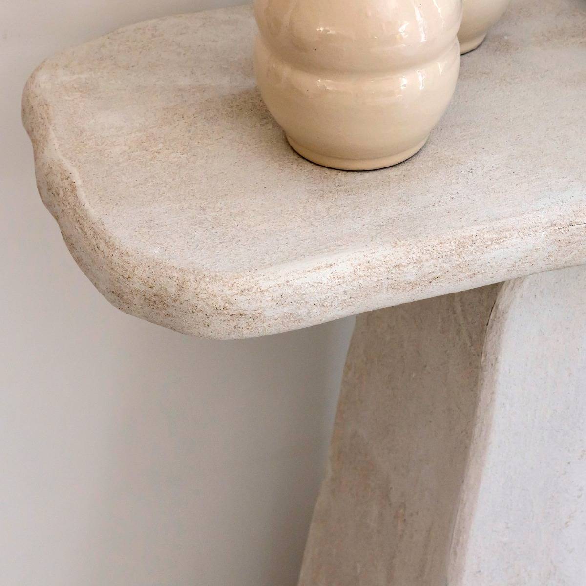 Console pied central en MDF blanc effet béton Danaé