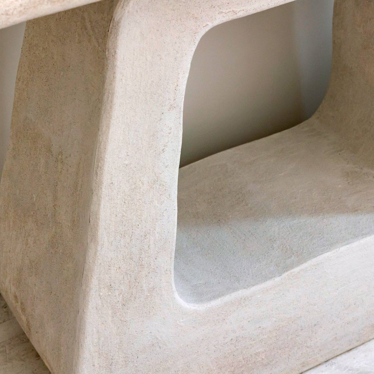 Console pied central en MDF blanc effet béton Danaé