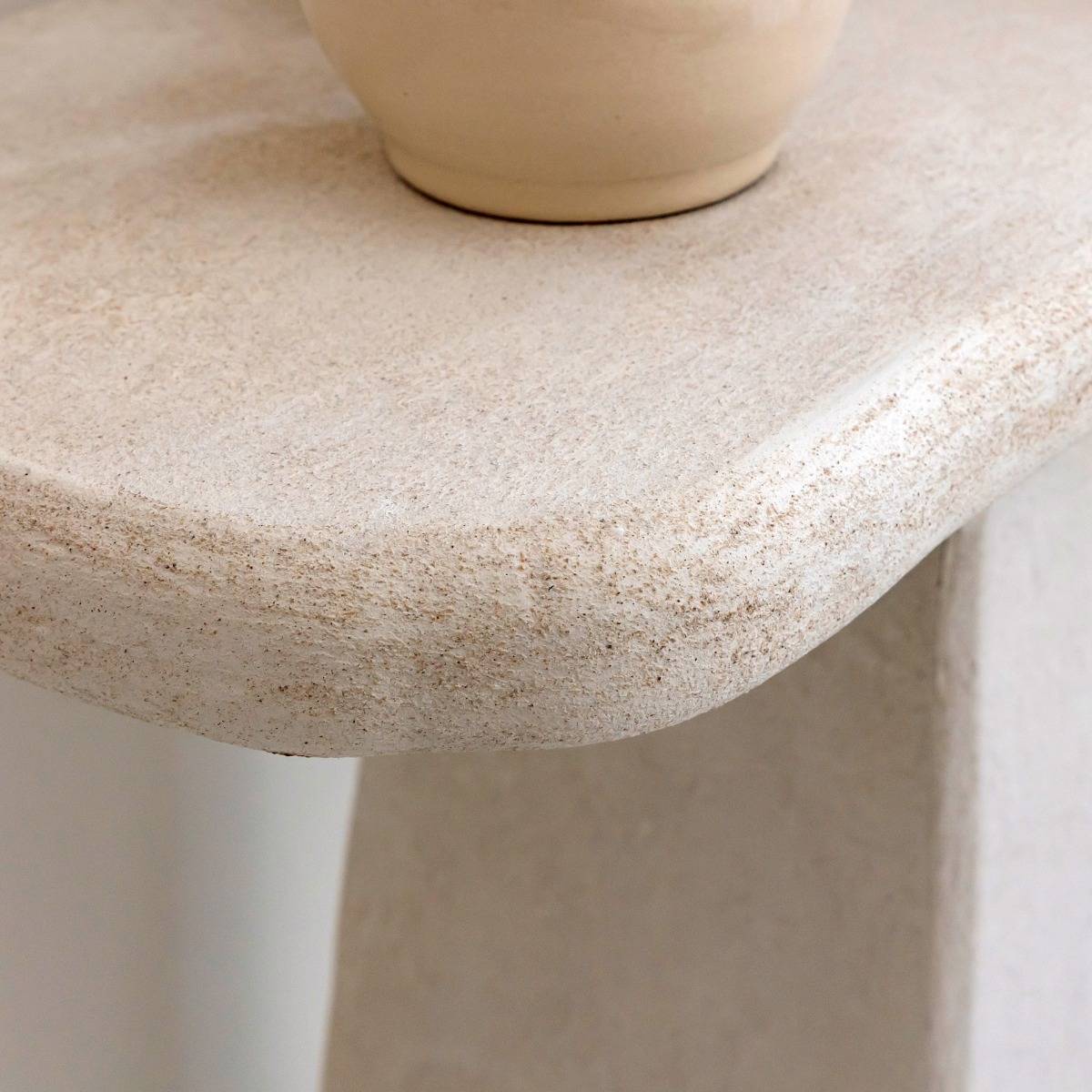 Console pied central en MDF blanc effet béton Danaé