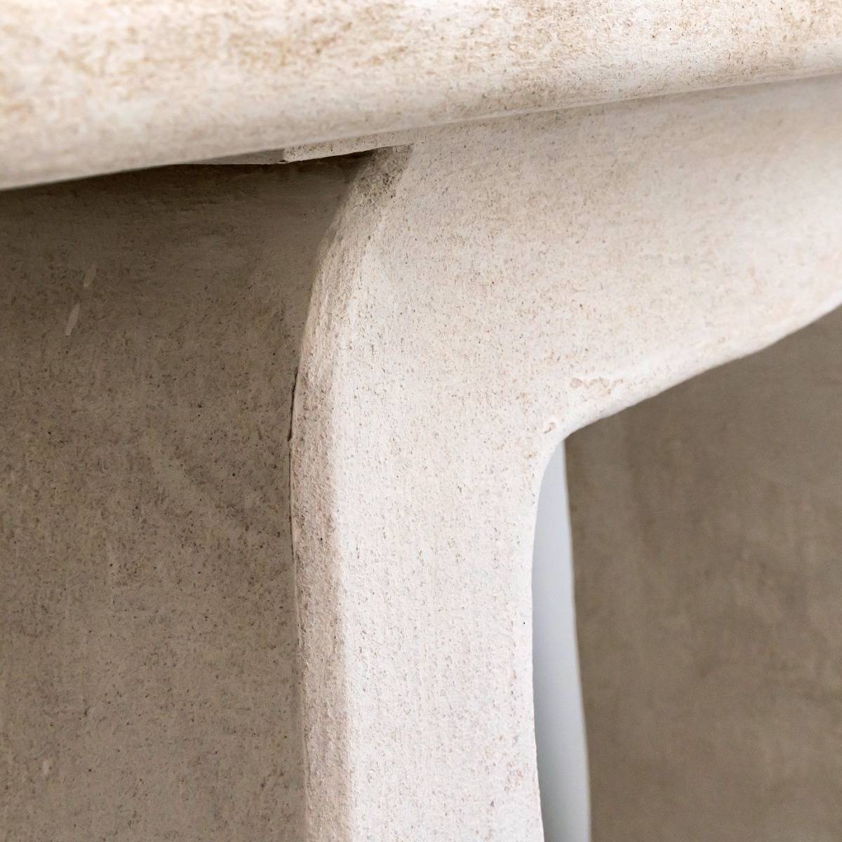 Console pied central en MDF blanc effet béton Danaé