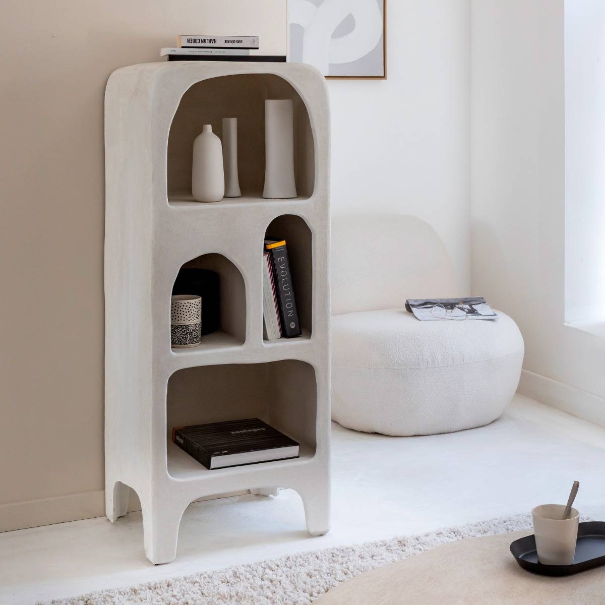 Etagère en MDF blanc effet béton Danaé