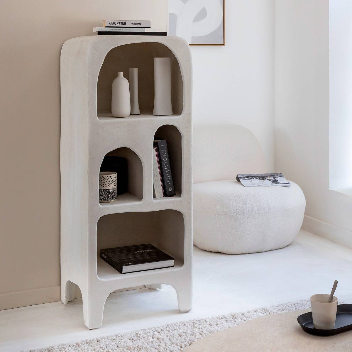 Etagère en bois effet béton blanc Danaé