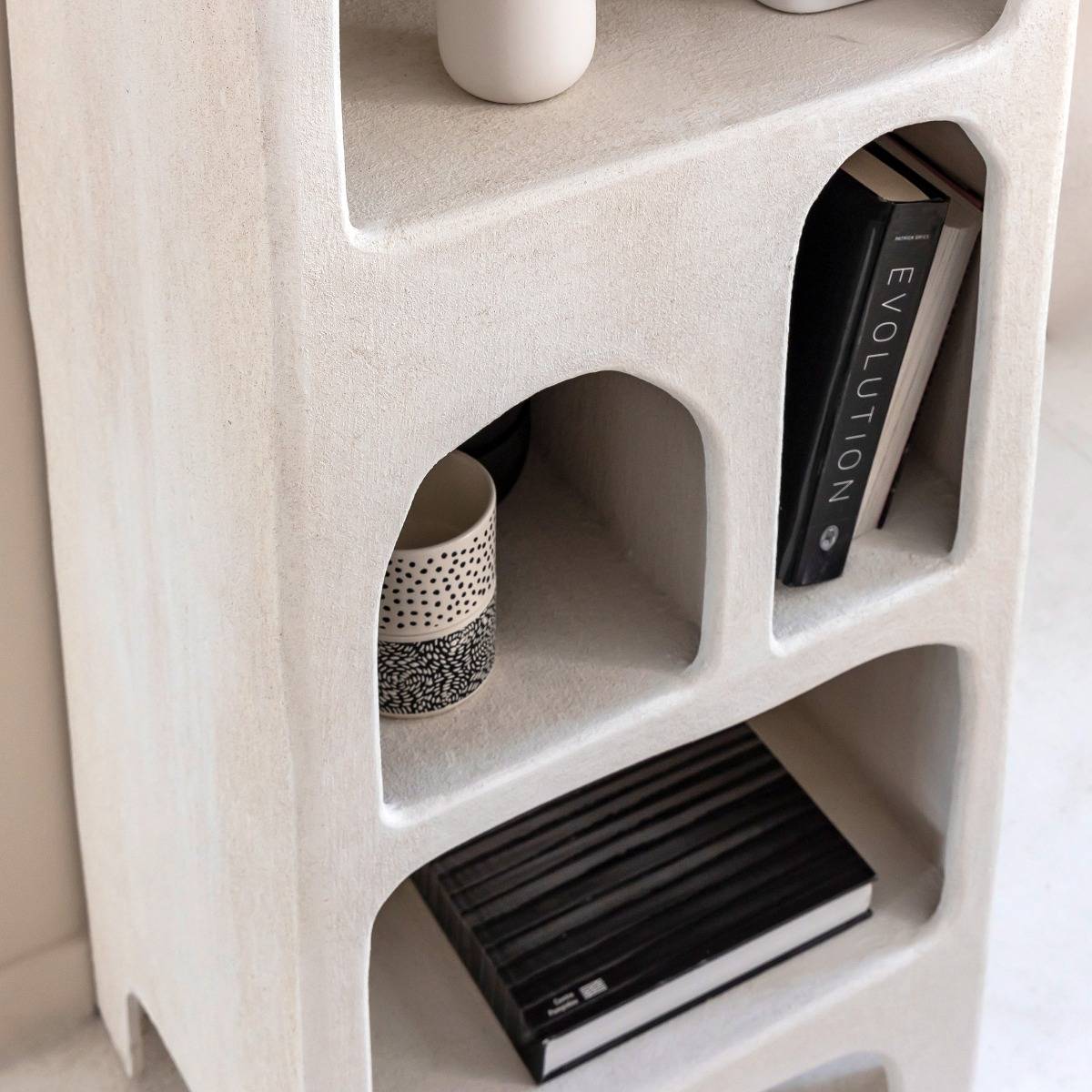 Etagère en bois effet béton blanc Danaé